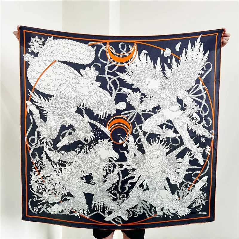 110CM Hems Rollerd Mulberry Scarf Silk Natural Hand Rolled Foulard Femme Hand-rolled Edges Square Bandana L251104