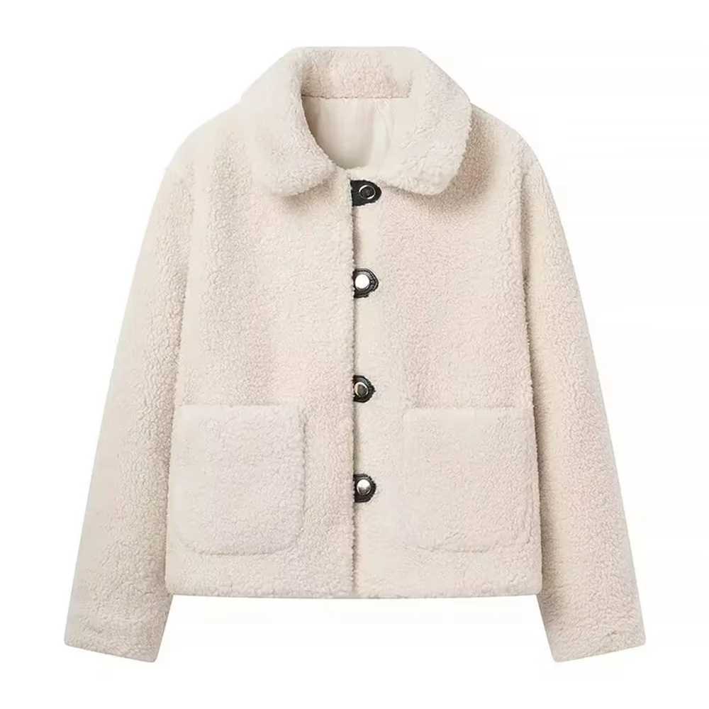AutumnWinter New Product Womens Fashion and Casual Versatile Buckle Decoration Brushed Jacket Coat J251103