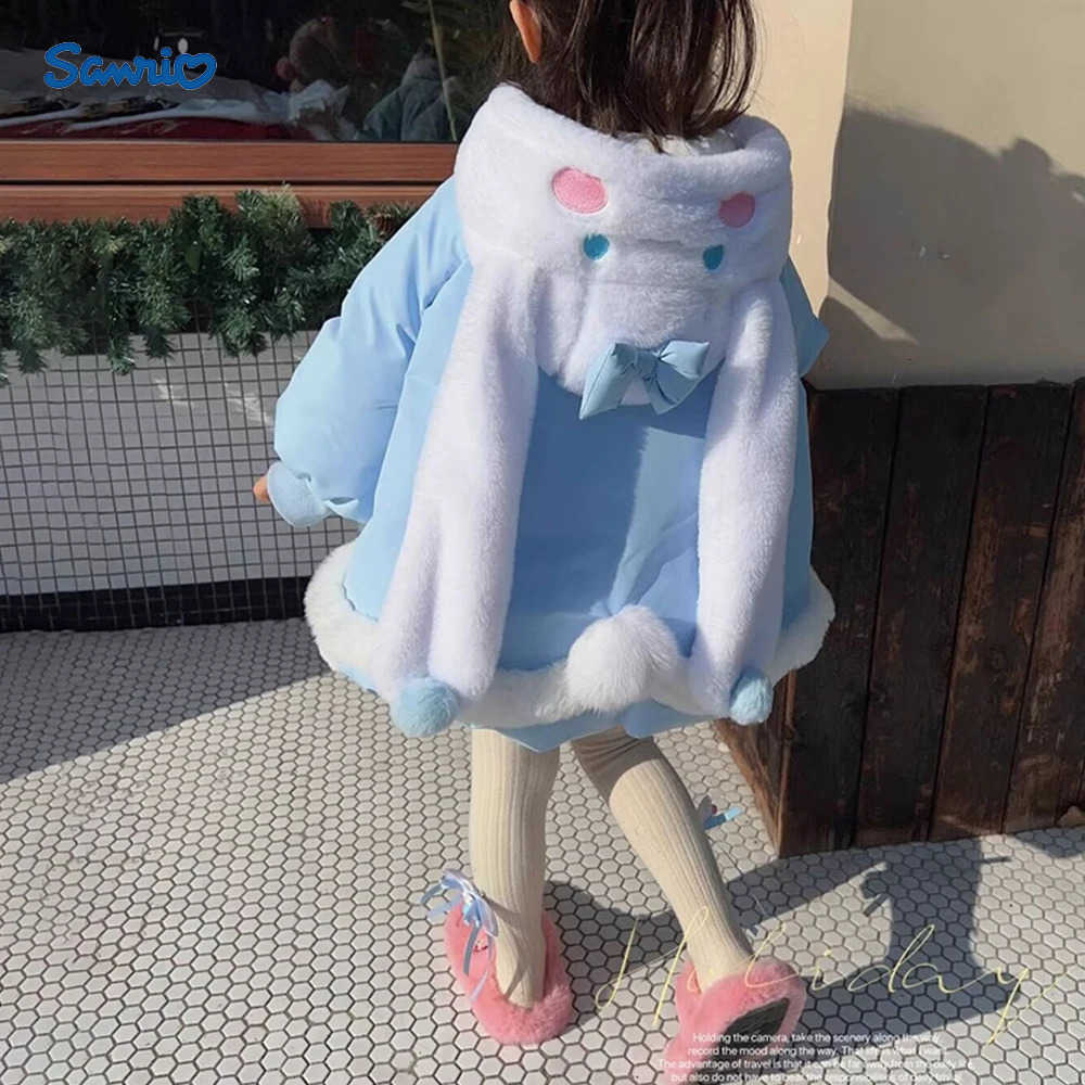 Sanrio Cinnamoroll Lolita Anime Blue Down Jackets Cartoon Girl Kids Fashion Kawaii Winter Sanrios Birthday Party Role Play Cute Jacket H251104