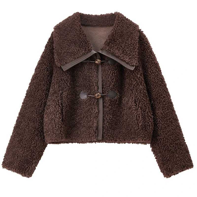 SENTUBILA Womens Granular Velvet Jacket 2025 Winter Wavy Texture Large TurnDown Collar Warm Non Puffy Loose Fit Coat W54WJ4039 J251103