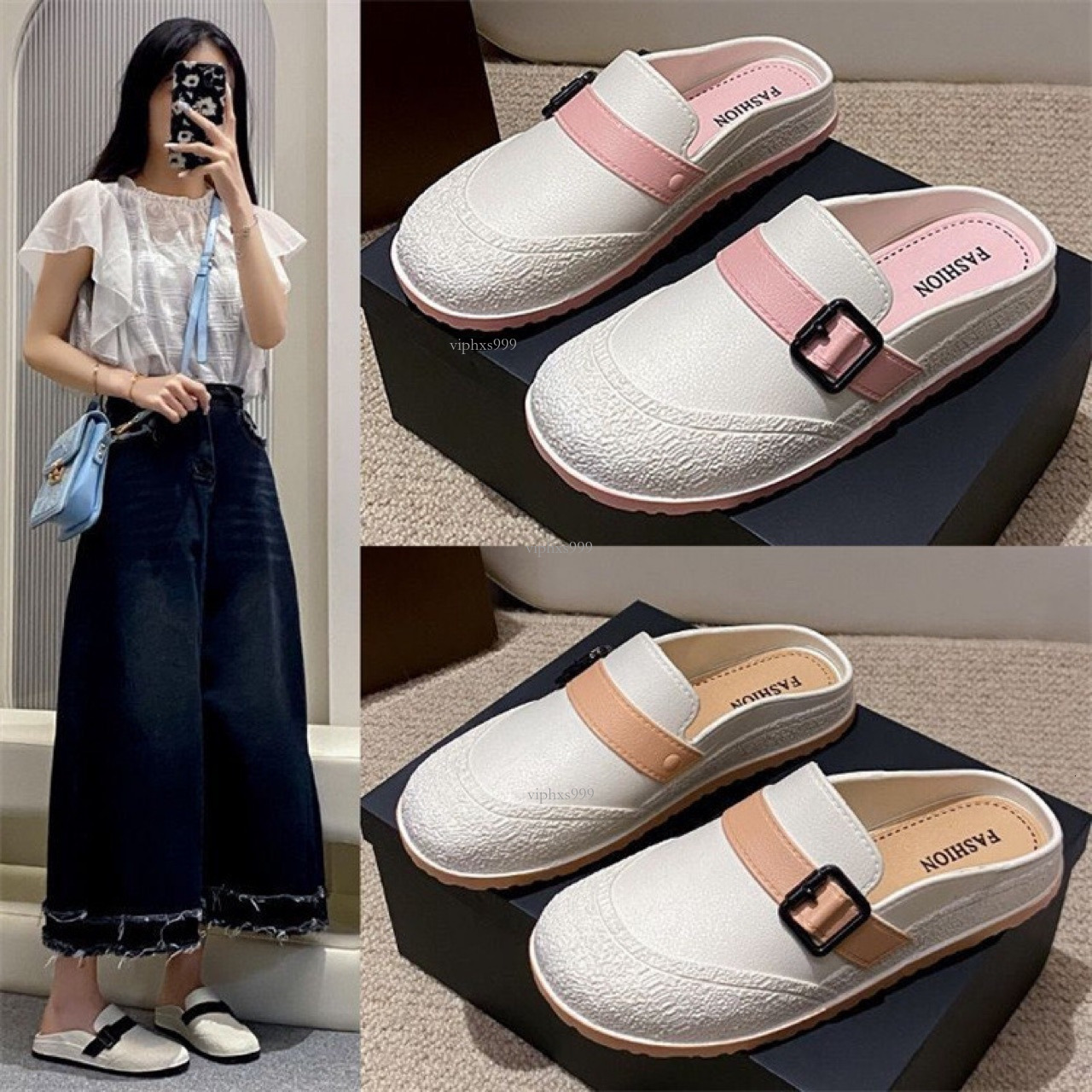 New Designer Sandals With Free Shipping Baotou Flat Half Slippers Wearing Summer Ins Trendy And Fashionable Casual Soft Soled Boken Sandals For Women 