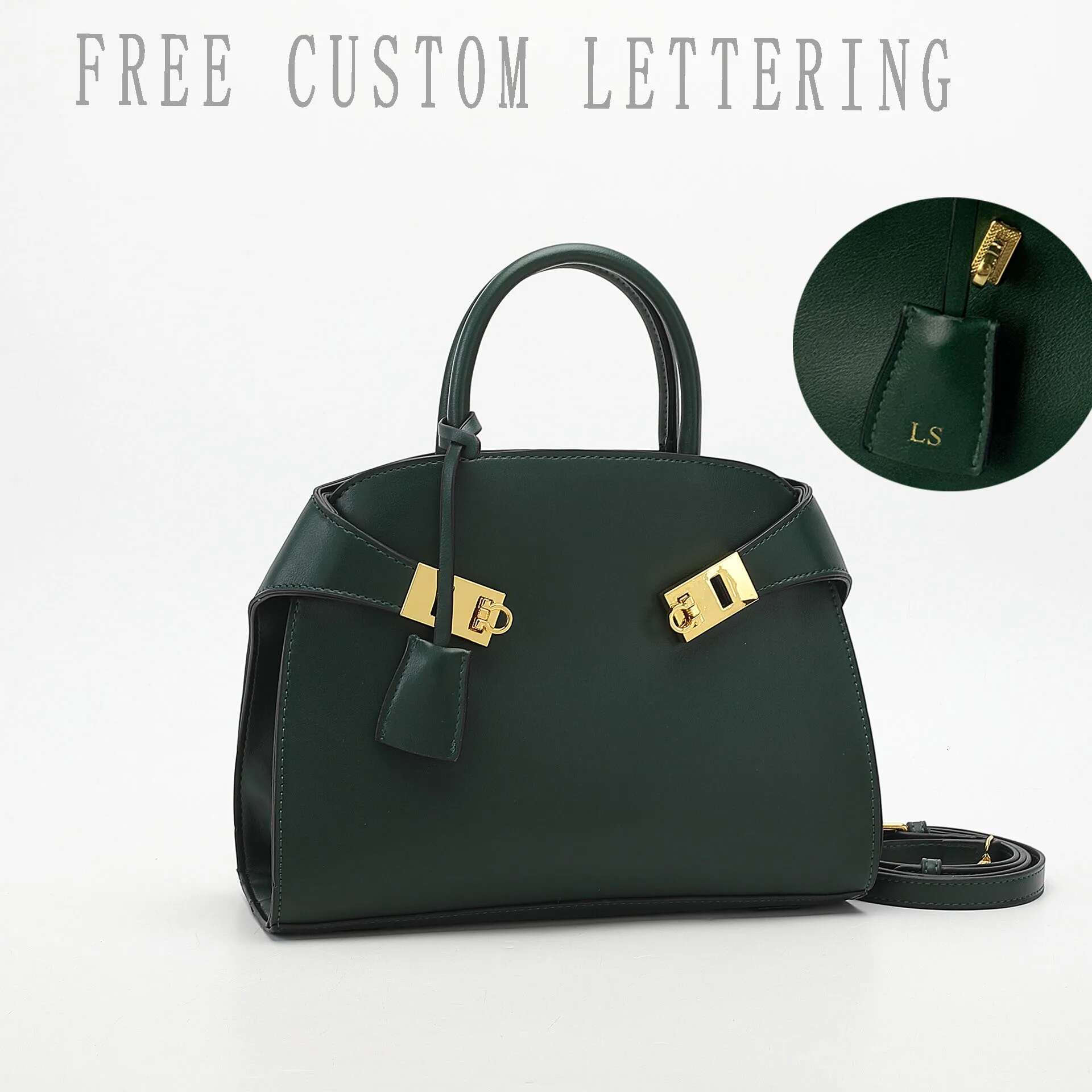 Double Lock Shell 2025 New Niche Design PU One-Shoulder Crossbody Custom Lettering Fashion Vintage Women's Hand Tote Bag