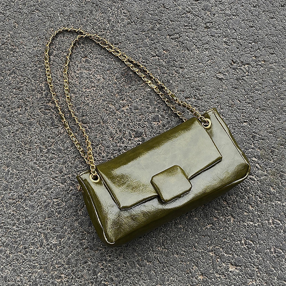 Retro womens underwear shoulder bag texture PU leather chain messenger bag Korean temperature matching handbag 250402