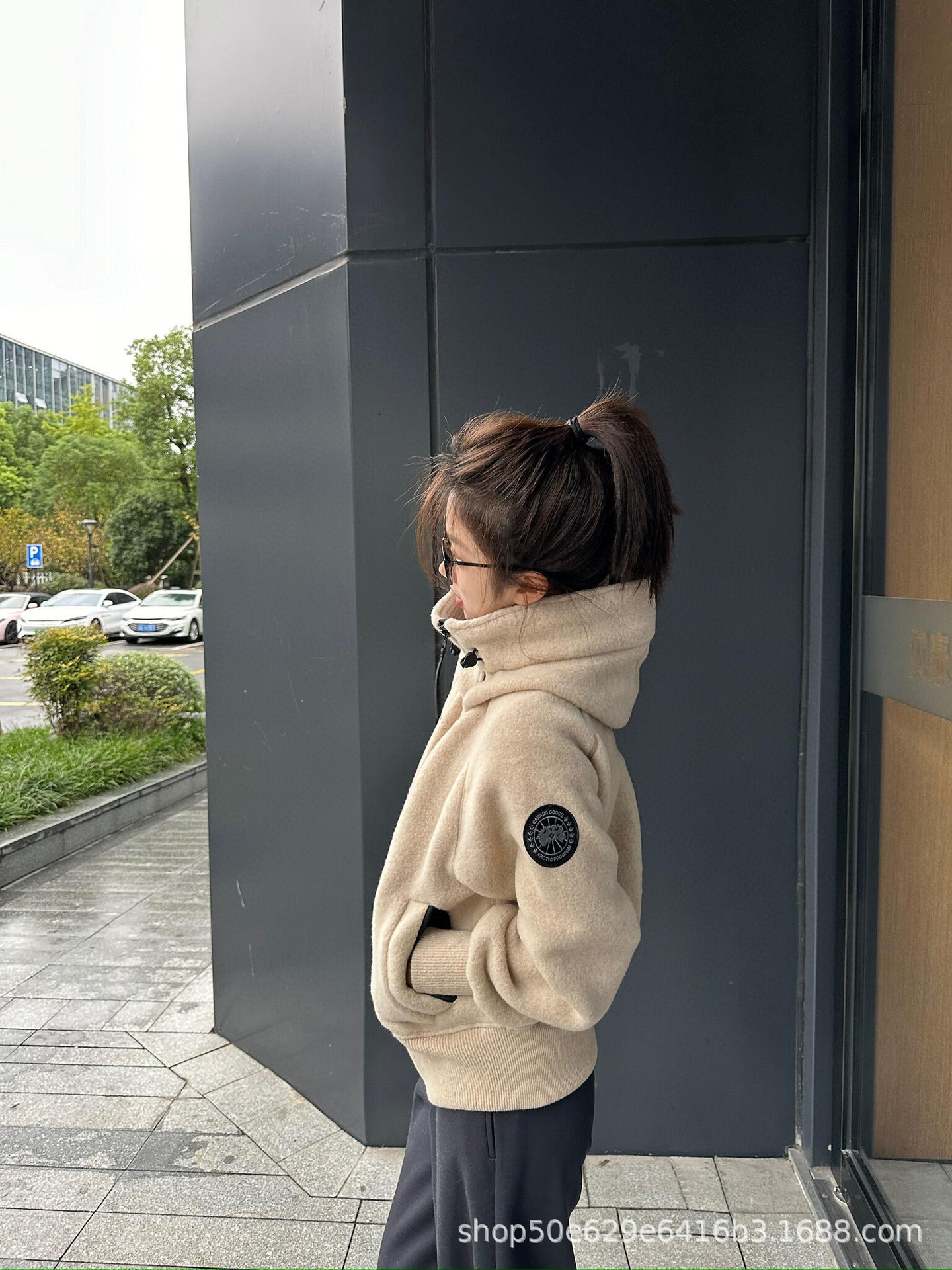 New Goose Home Hooded Wool Fleece Long Sleeve Pilot Jacket with Unisex Zipper