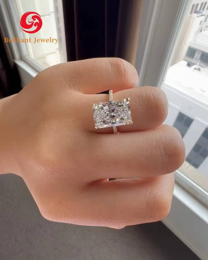 Wholesale Price GRA Certified 14K 18K Solid Gold Radiant Cut D Color VVS1 Moissanite Ring Wedding Engagement Ring