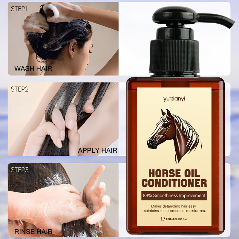 Yuntianyi Horse Oil Conditioner 100ml 89% Smoothness Improvement Detangling Hair Care