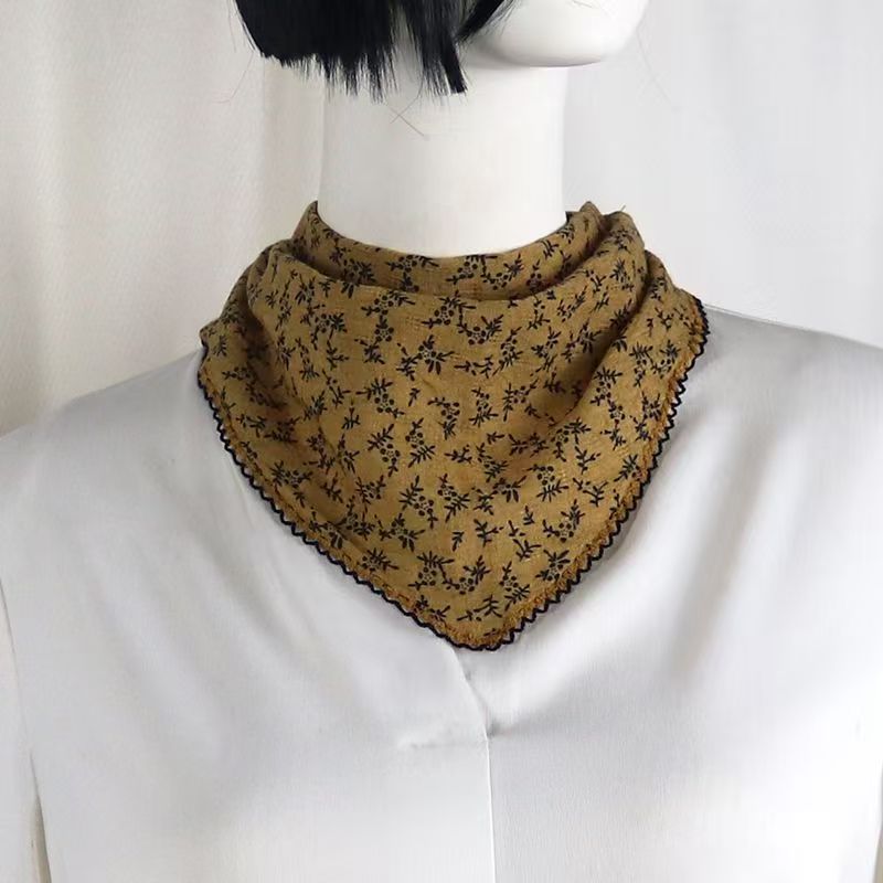 T413 lace floral silk scarf new thin scarf versatile decorative triangle headscarf headband neck protection leisure