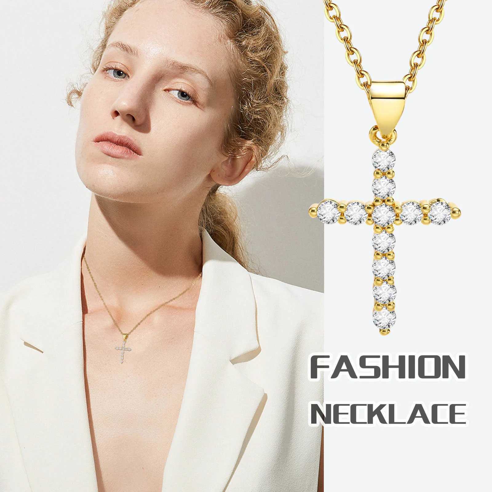 Cubic Zirconia Crucifix Cross Neckalce for Women Simple Layered JewelryXJ251104