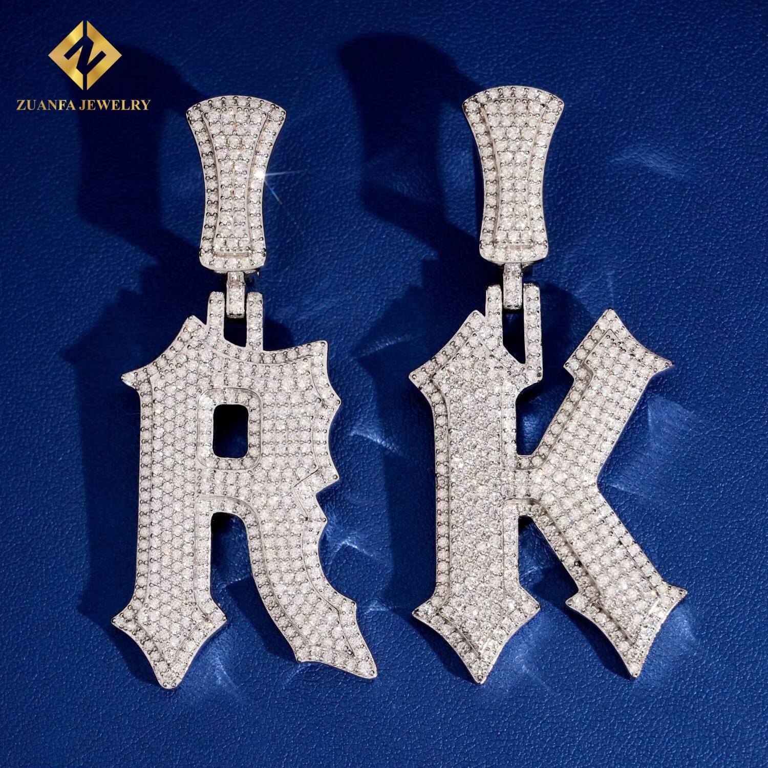 Wholesale Hip Hop Vvs Moissanite Jewelry Charm Bubble Pendant 925 Silver Iced Out Diamond Initial Letter R K Spikes Customizable