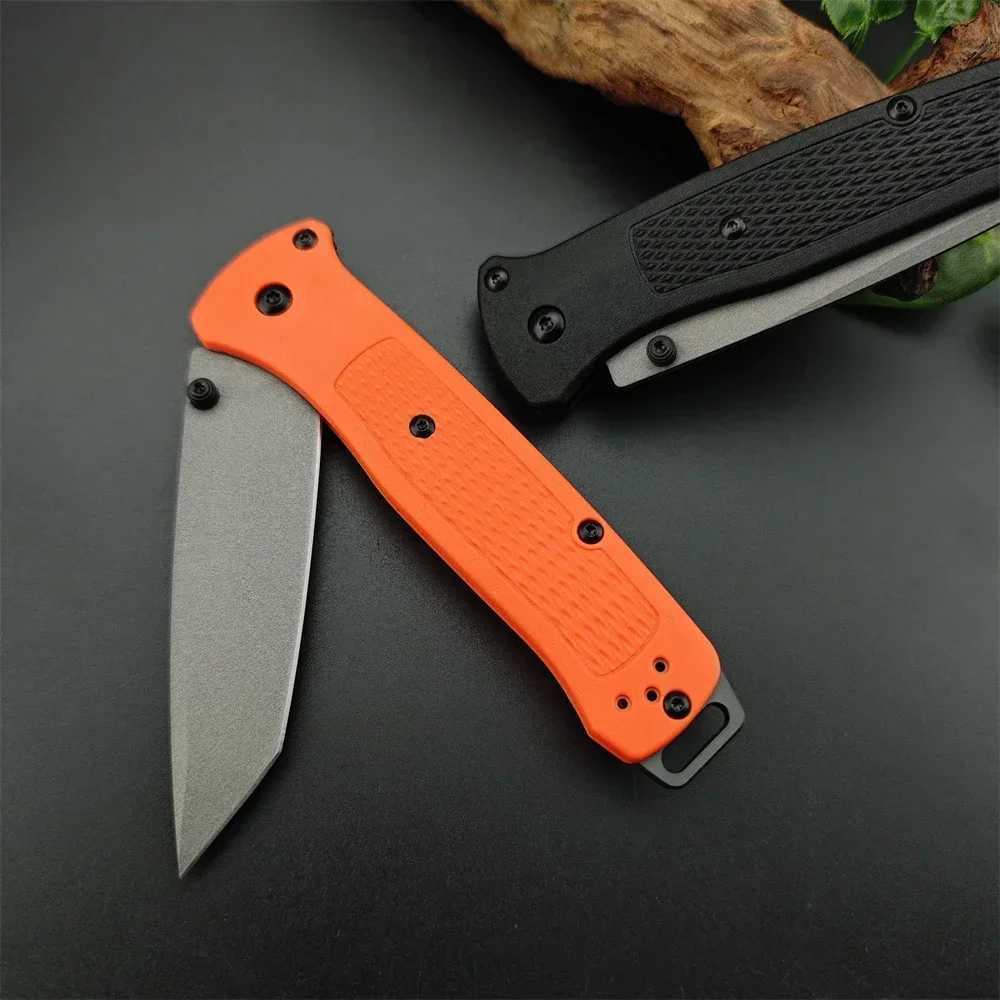 Bailout 537 Outdoor Tactical Knife Survival Knife 3.34-inch Tanto Sharp Blade Black/Orange Nylon Fiber Optic Handle with Pocket ClipT250402