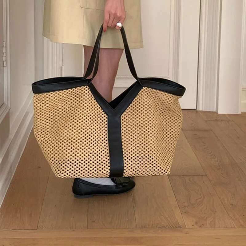 Large-Capacity Genuine Leather Tote Fashion Y Shape Crocodile Pattern Shoulder Casual High-End Shopping Bag Storage