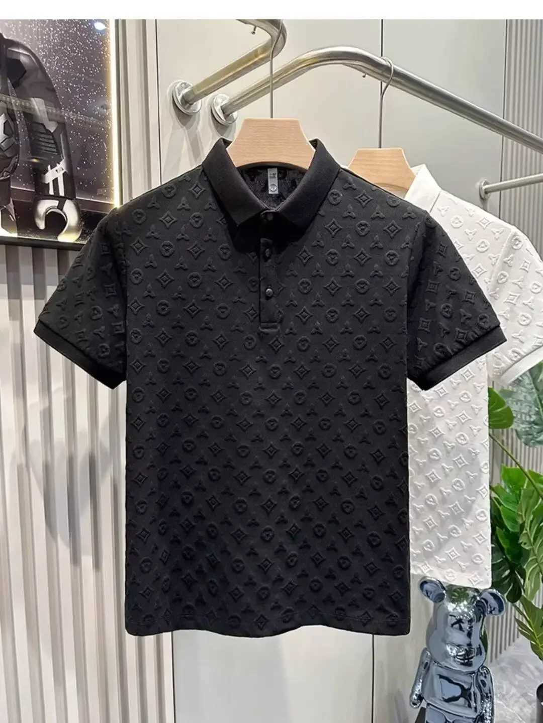 Summer New Mens Lop-up Hollow Short-sleeved Polo Tee Shirt Ice Silk Breathable Business Fashion T-Shirt Male Brand Clothes Z251104