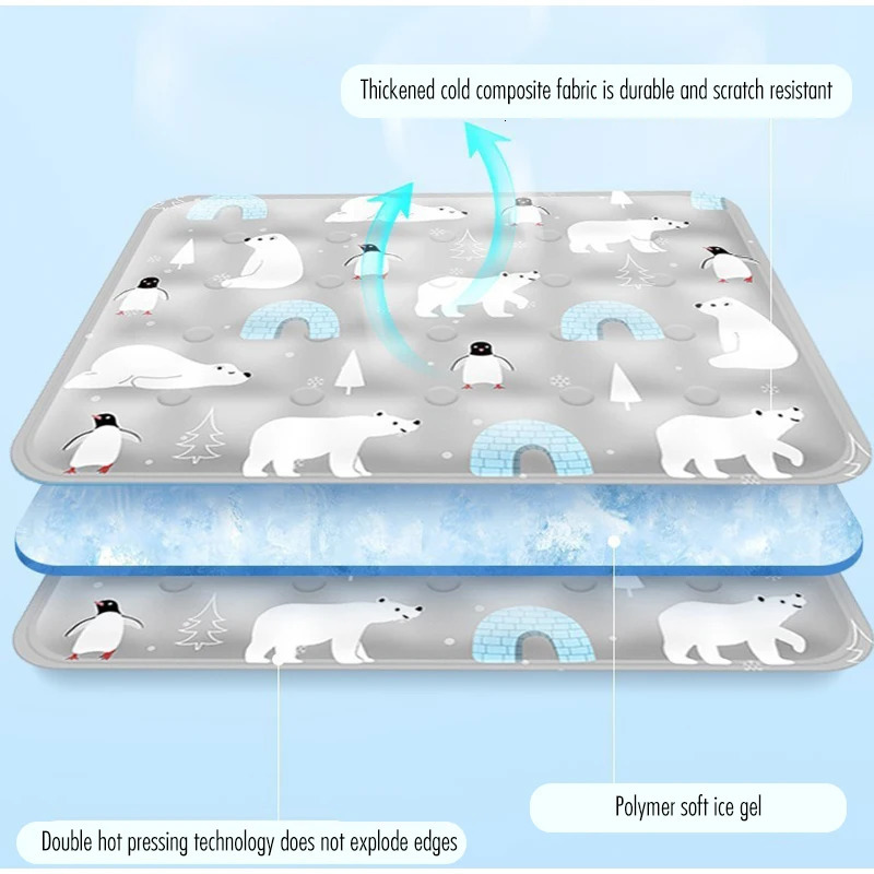 Cats Dogs Pet Cooling Mat For Summer Breathable Comfortable Ice Silk Pet Ice Pad Water Washed Portable Dog House For Sofa Floor 250402