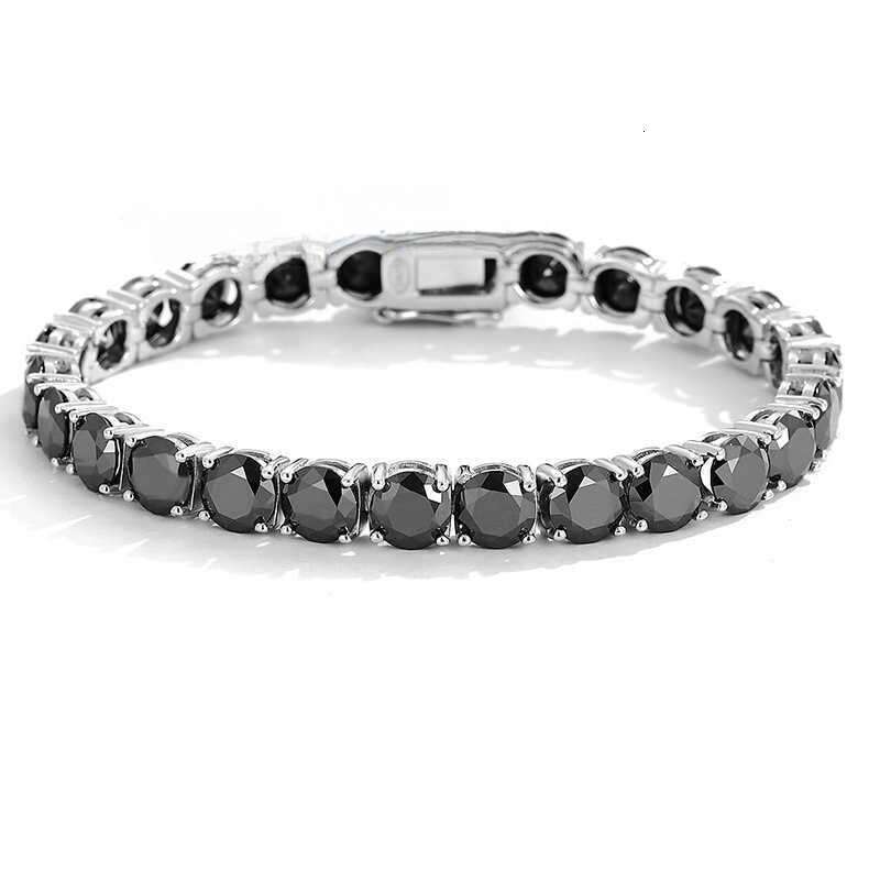 Elegant Sterling Silver Glorious Pace Tennis Bracelet with Black Diamonique Stones Unisex Hip Hop Style (3mm-6.5mm Options)