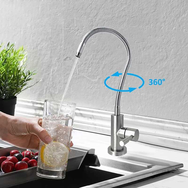 Universal Gooseneck Water ifier Faucet Rrse Osmosis Drinking Water Filter Faucet Stainless Steel ible Kitchen Tap 1/4 Y251104