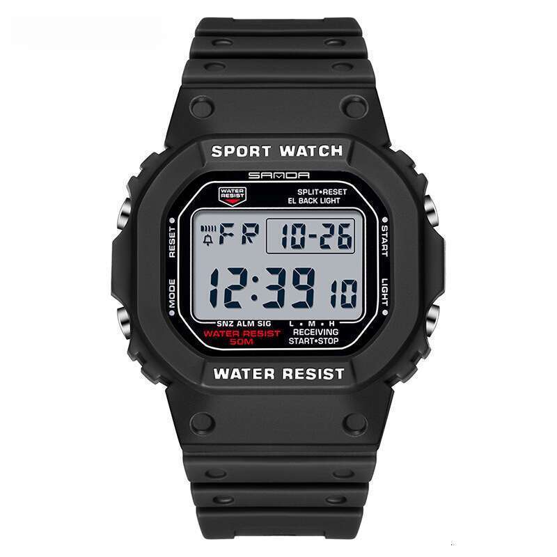 DHwatches Sanda Square Single Display Electronic Watch Multifunctional Alarm Clock Luminous Outdoor Sports Waterproof Student Wristwatch