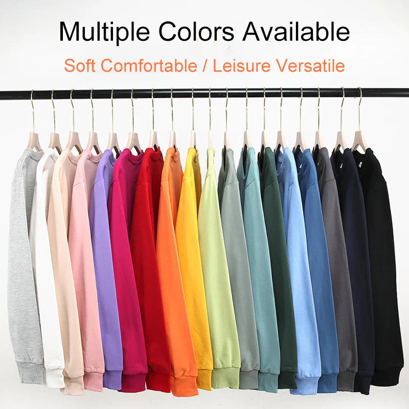 Round Neck Hoodie Loose Solid Color Spring Autumn Winter Men And womens Plush Thick Versatile Top Sweatshirts Pullover 250321