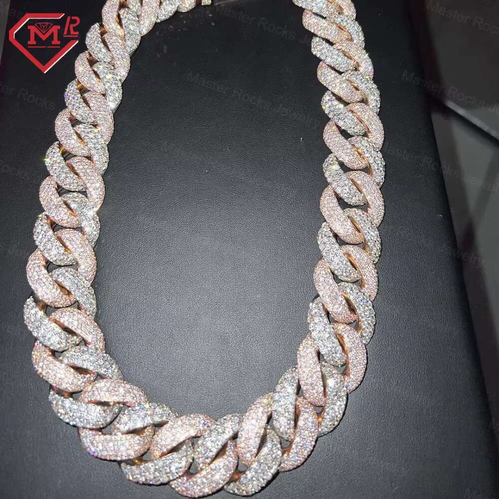 Bg Sterg Sier Iced Out 24MM Hip Hop Moissanite Cuban k Chain