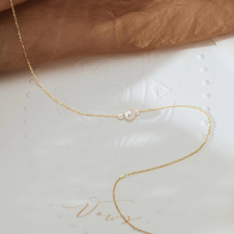Minimalist 18K Gold Plated Chain Choker for Women Daily Freshwater Pearl Necklace Wedding Jewellery Bridesmaids Gift