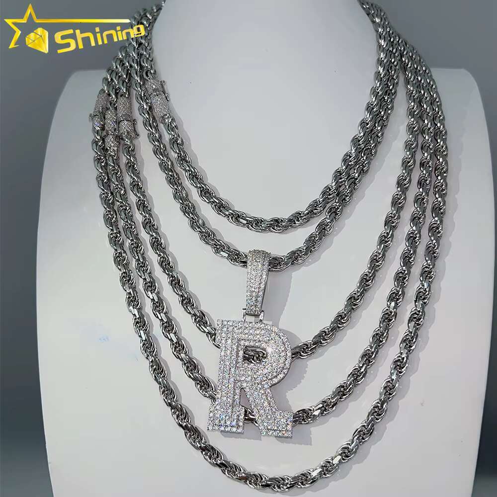 Fine Jewelry Iced Out Moissanite Diamond Pave Full Sterling Silver 925 Rope Chains for Men