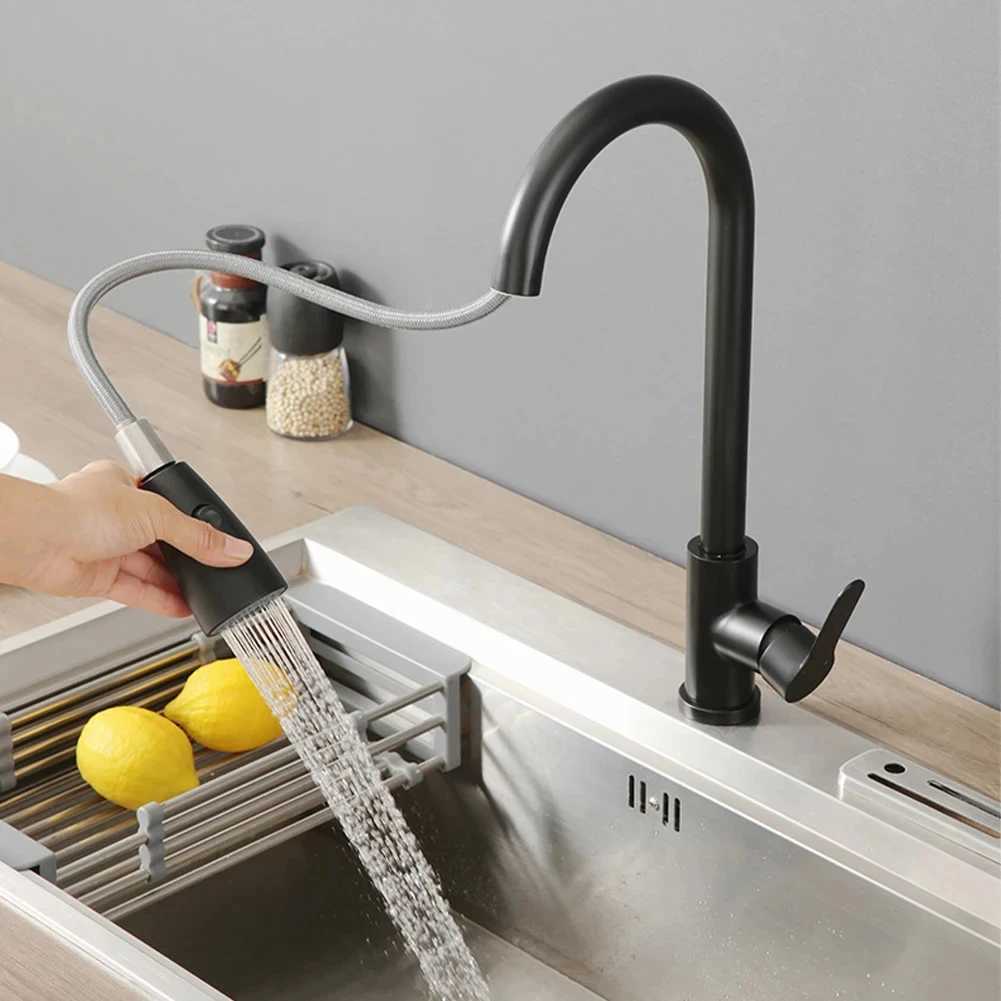 NEW 304 stainless steel pl-out autatic rebound dual-mode water outlet wash basin kitchen hand washing faucet Hot Cold Taps Y251104
