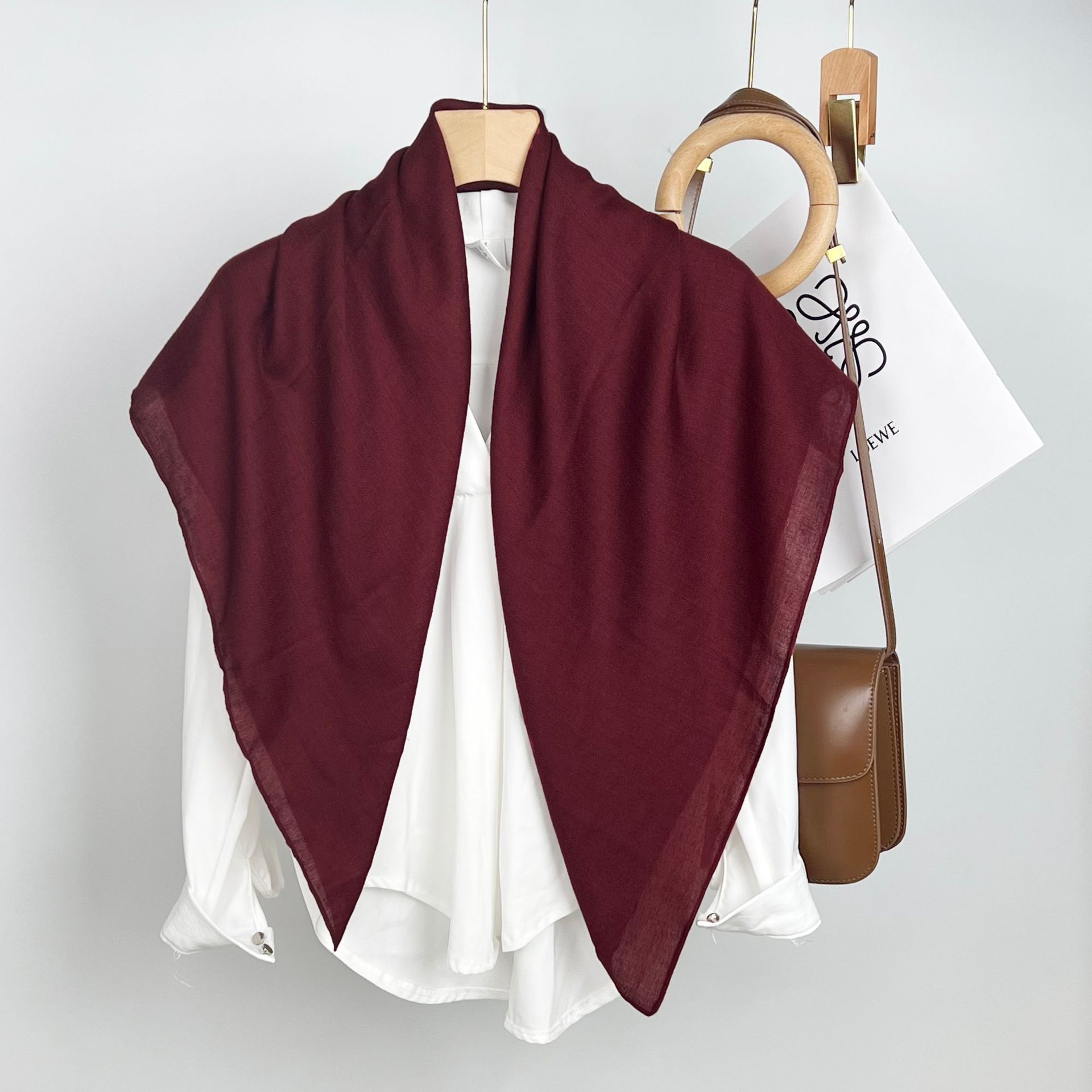 K1093 Cross-border supply solid color square scarf women single color casual head scarf sunscreen shawl decorative silk scarf wholesale