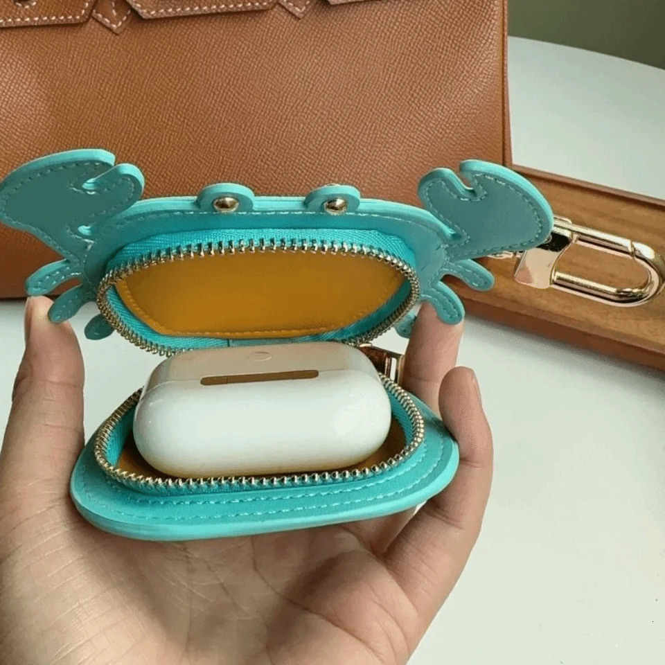 Cartoon Crab Coin Purse Keychain Cute Small Purse Crab PU Leather Pendant Backpack Hanger Zipper Earphone Bag Mini Storage Bag 251104