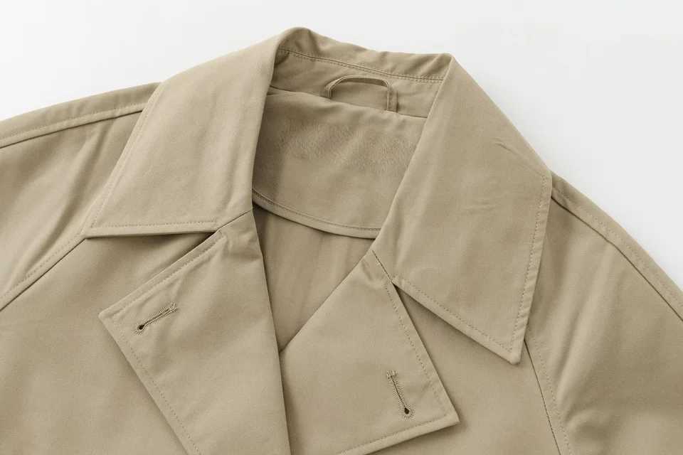 2025 autumn new womens suit collar windbreaker style long sleeve doublebreasted elegant jacket short coat J251103