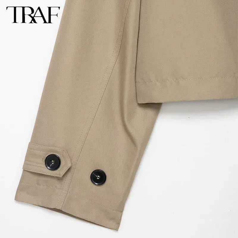 TRAF Elegant Autumn England 2025 Women Windbreak Straight Double Breasted Fashion Vintage Streetwear Casual Female Wind Coat J251103