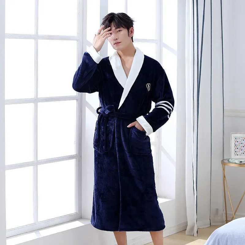 Lovers Dress For Men And Women Warm Super Soft Flannel Coral Fleece Long Bath Robe Mens Kimono Bathrobe Male Dressing Gown Robes C251104