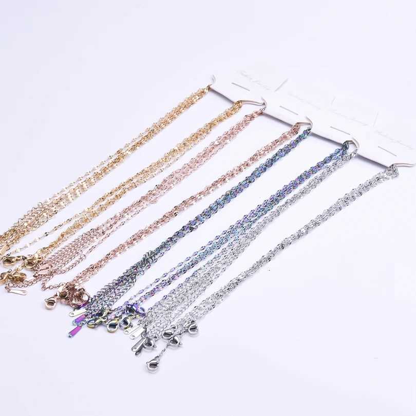 10pcs/Lot Lips Chains Rose Gold/Rainbow/Silver/Gold Color 405cm Stainless Steel Chain Necklaces For Women Girl DIY AccessoriesXJ251104