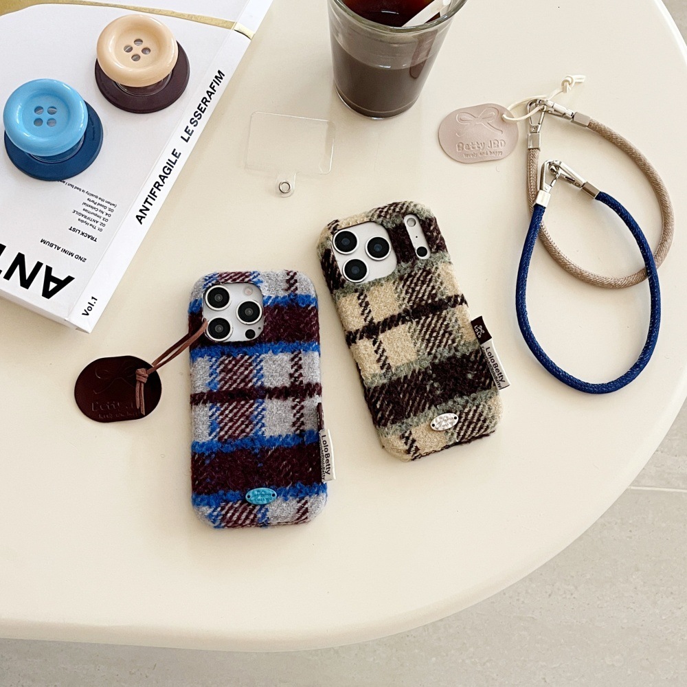 Velvet Color-Block Phone Case Compatible with iPhone 17/16 Pro Max Button Stand iPhone 15/14 Pro Personalized