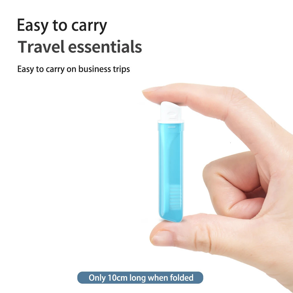 Mini travel toothbrush foldable portable small dental brush adult transparent candy color 250325