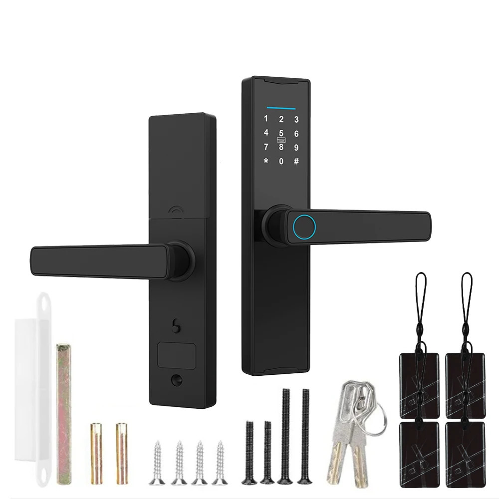 PHIPULO Smart Door Lock With Tuya APP Digital Electronic Lock Smart Home Wooden Door Lock Biometric Fingerprint 250402