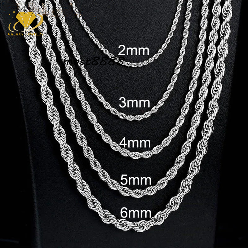 Rope Chain Necklace Fashion Jewelry Necklaces 3mm 4mm 5mm 12mm Personality 925 Silver Rope Chain for Men Women