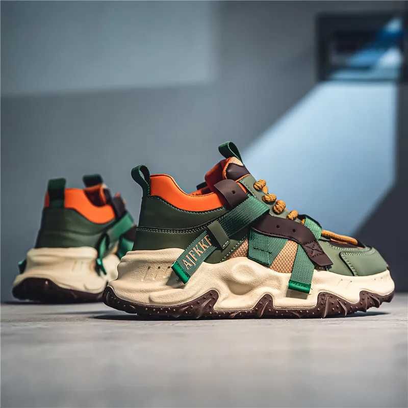 Trend Green Mens Thick soled Casual Sneakers Designer Advanced Sneakers Mens Fashion Platform Shoes Breathable Short and Fat Sneakers Z250403