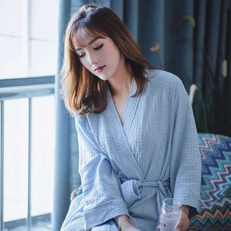 Night Wears Nightgowns Female Kimono Sleepwear Casual Peignoir Femme New Spring Autumn Bathrobe Women Loose Waffle Morning Robe C251104