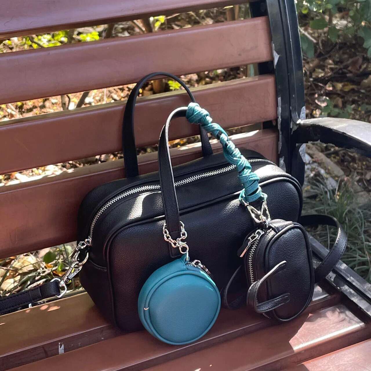 Boston Small Square 2025 New Y2k Contrasting Color Multi-Pendant Free Custom One-Shoulder Crossbody Bag Women's Handbag