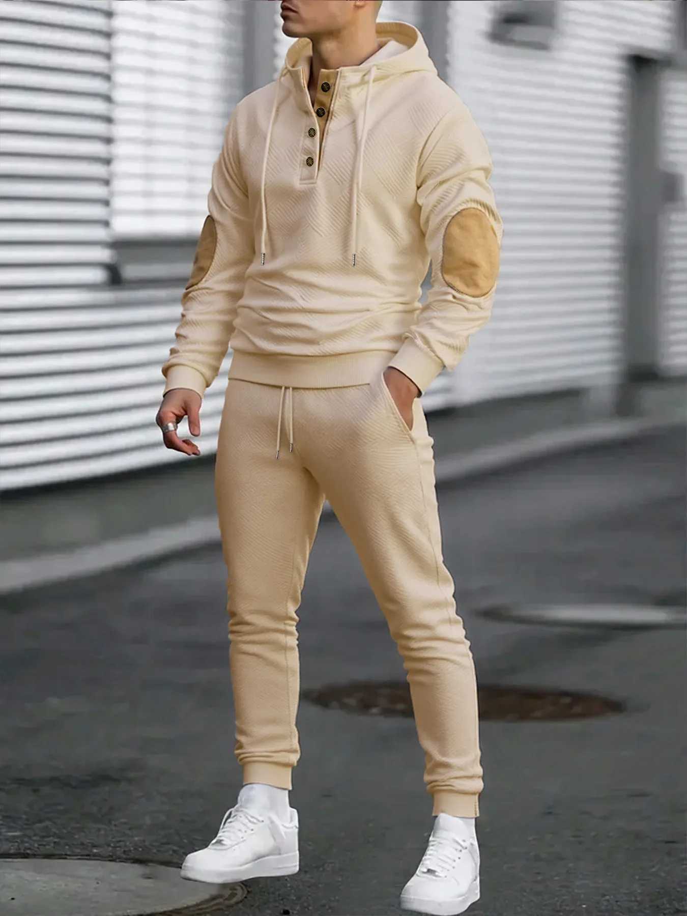 Mens Hoodie Sweatshirts and Drawstring Trousers Twopiece Sets Autumn Male Casual Fitness Jogging Sportswear Sports Suit J251104