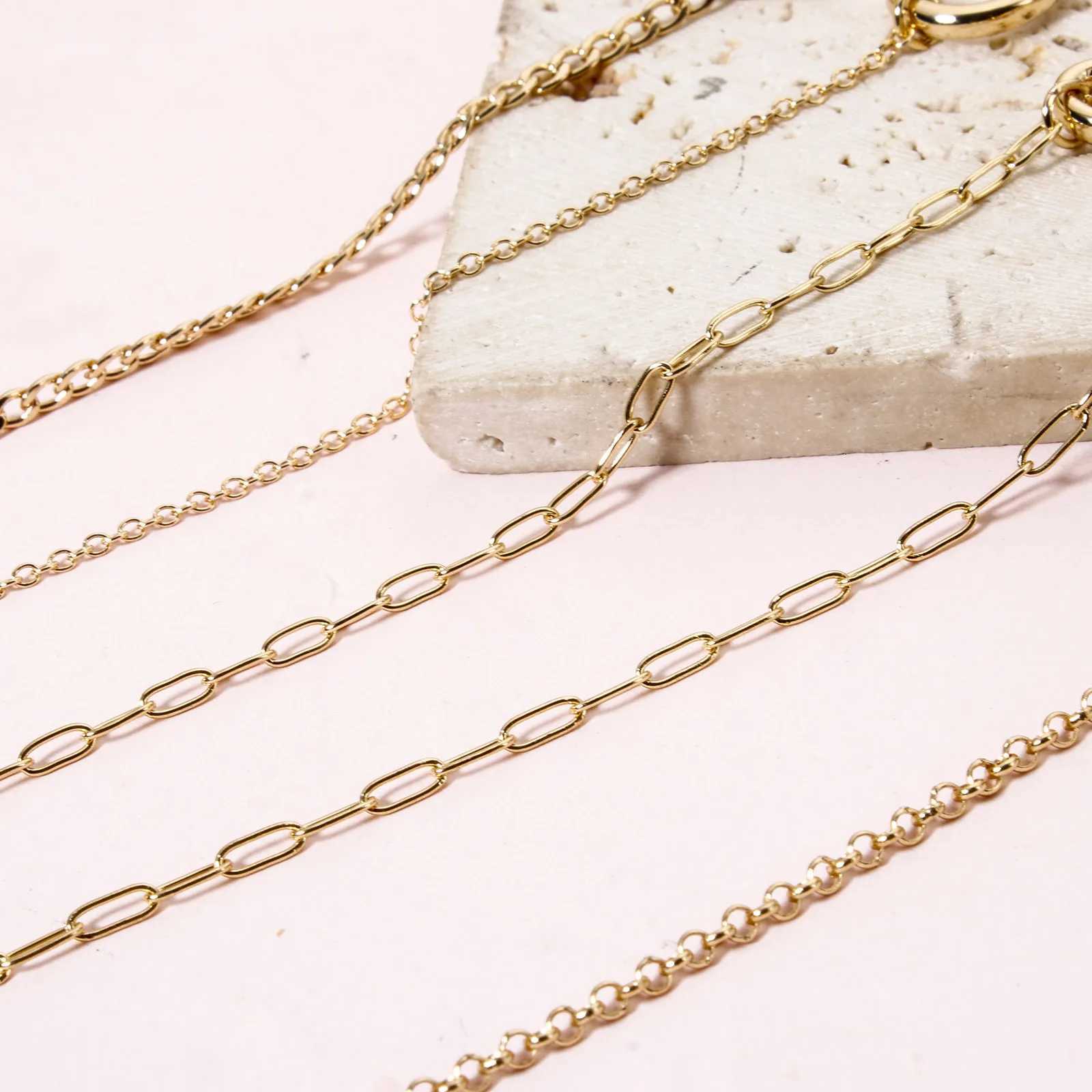 1 Piece Brass Link Chain Necklace 18K Gold Plated With Heart Round Spring Ring Clasp For Women Men Jewelry Necklaces GiftsXJ251104