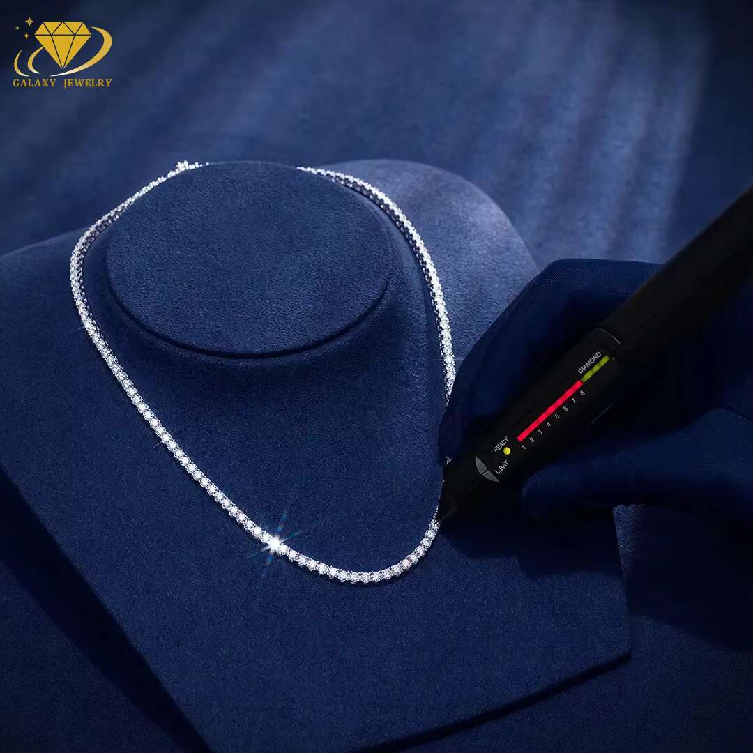 Hip-Hop Glamour Pass Diamond Tester 3mm 4mm 5mm Sparkling Vvs Moissanite Stones Rapper 925 Silver Tennis Chain Urban Fashionista