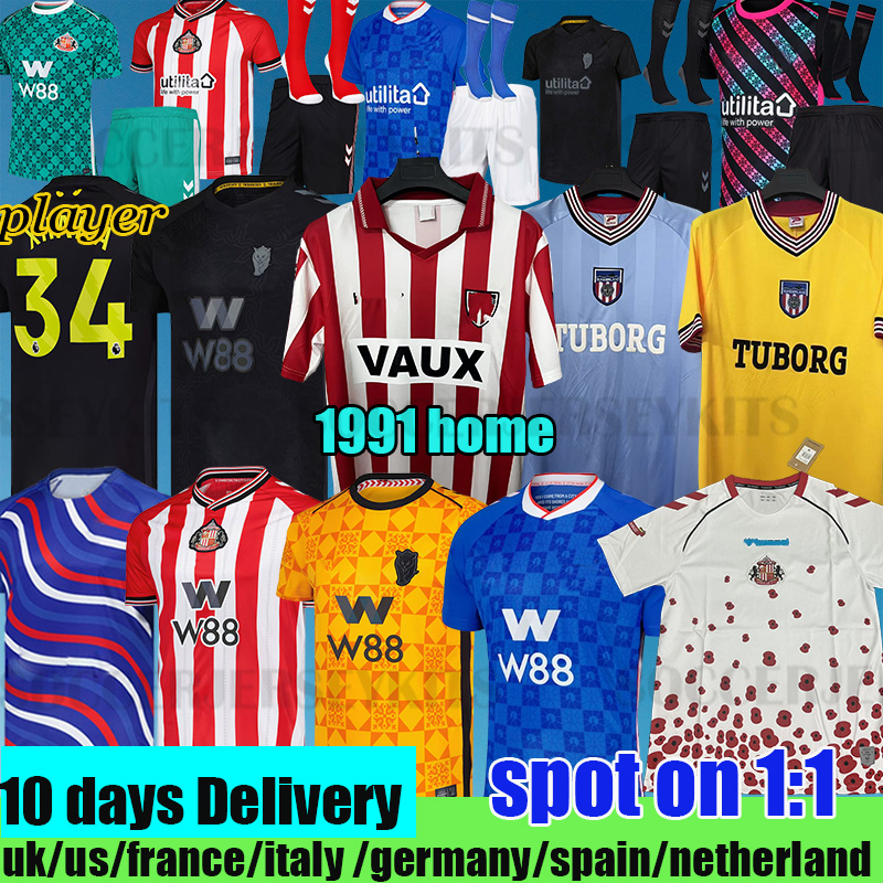XH A K A sunderland football shirts 25 26 Black Cats Blackout kits Retro Soccer Jerseys safc home away third PRITCHARD safc football shirts long sleeve third stripe