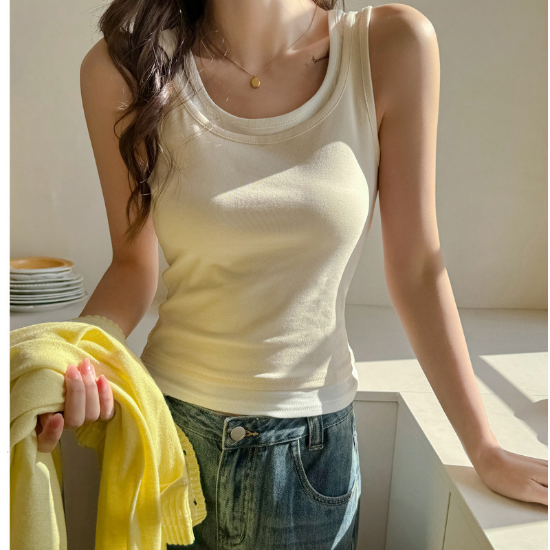 American style fake two-piece camisole vest for womens summer new design niche and spicy girl wearing it out to show off weight and cover the accessor