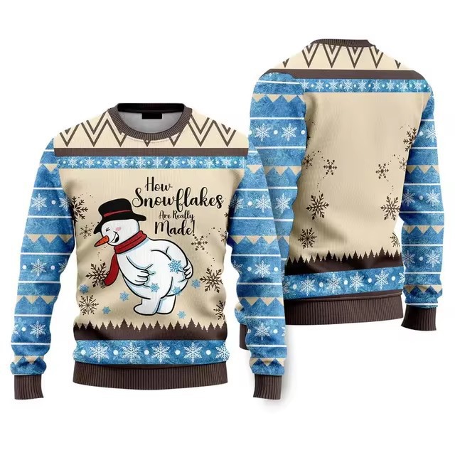 Digital Print Men's Holiday Sweater: Cozy Top Pull Over Jacket Featuring Comfortable Squared Patterning
