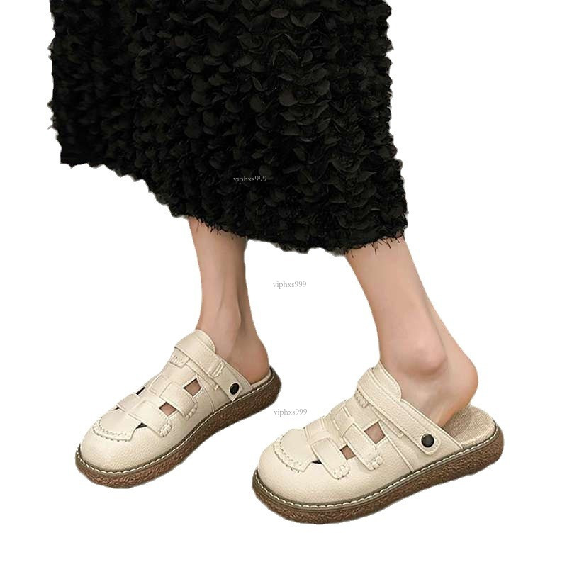 New Designer Sandals With Free Shipping Baotou Sandals Women's 2025 Two Wear Thick Half Slippers Flat Soft Sole Versatile Casual Comfortable Sing