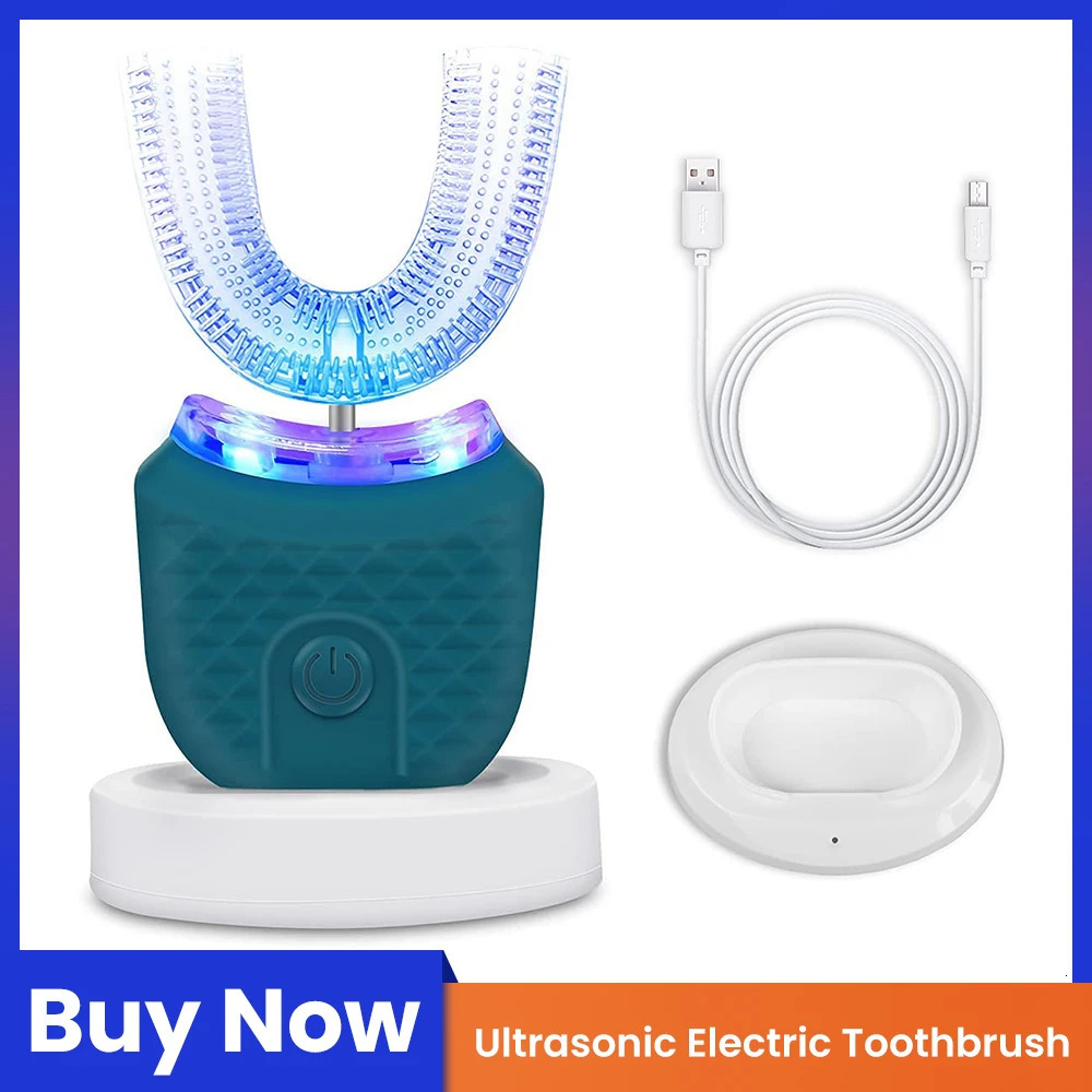 Ushaped adult automatic toothbrush 360 ° full mouth whitening wireless charging waterproof brush ultrasonic electric 250325