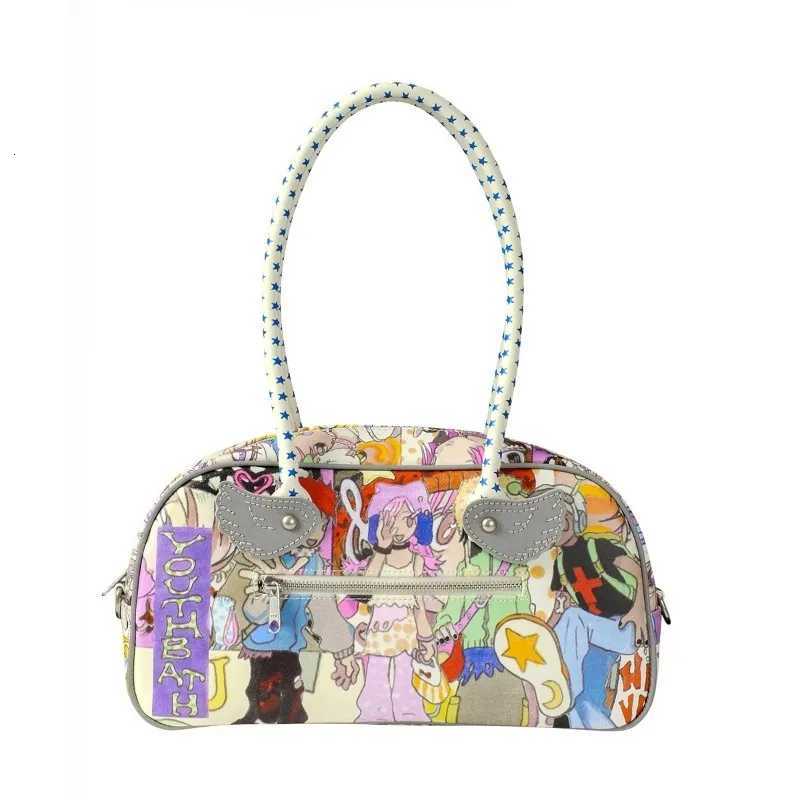 YB x Oliwa Graphic Wings Shoulder Bag Women Korean Fashion Brands Designer Handbags 2025 New Cute Cartoon Printing Female Bags X251104