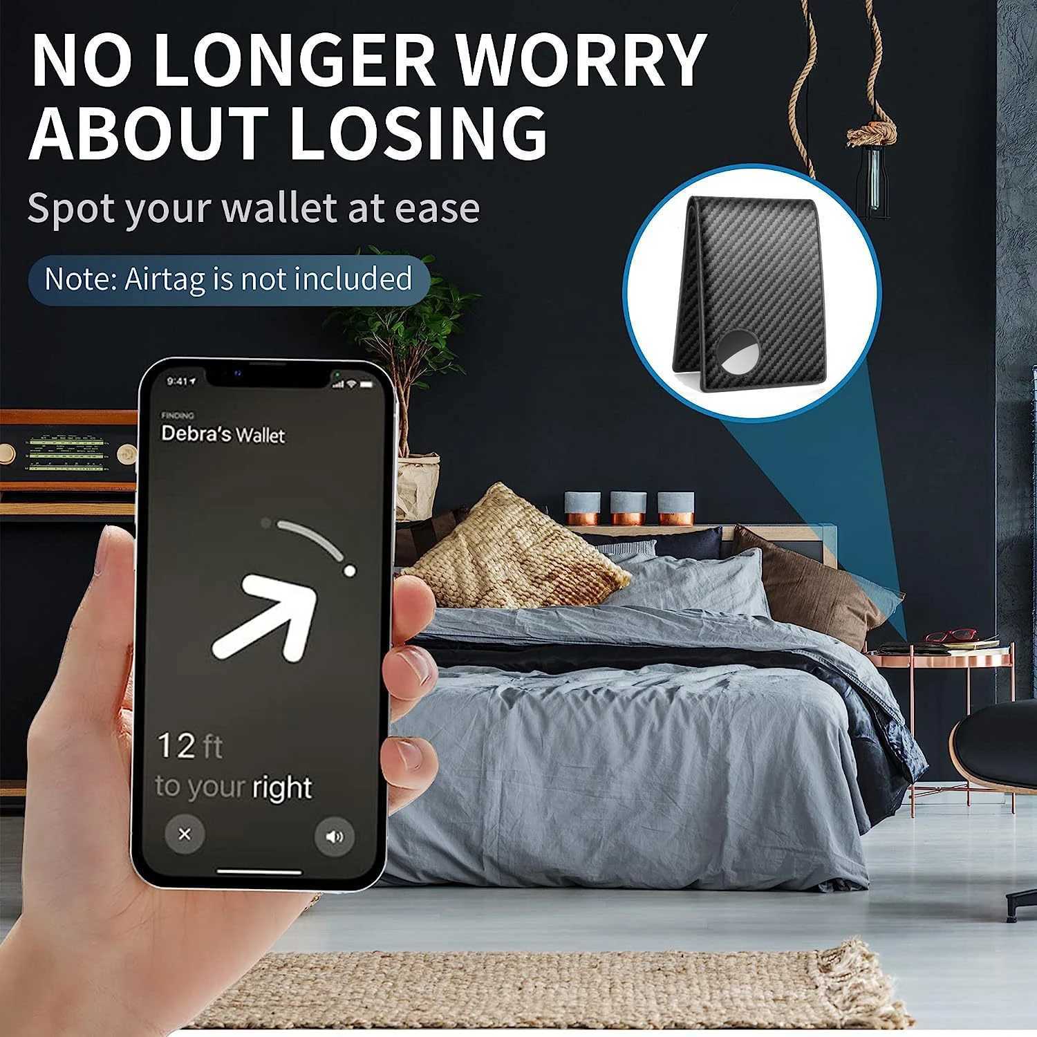 Rfid Carbon Fiber Airtag Men Wallets Credit Card Holder Wallet Purse Minimalist Wallet for Men Slim Black Wallet for Air TagT251104