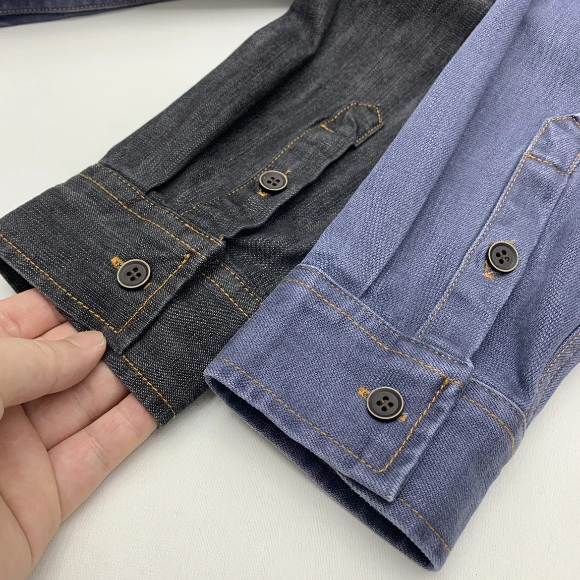 Clothing khaki denim shirt mens cotton heavyduty washing tool motorcycle loose 250403