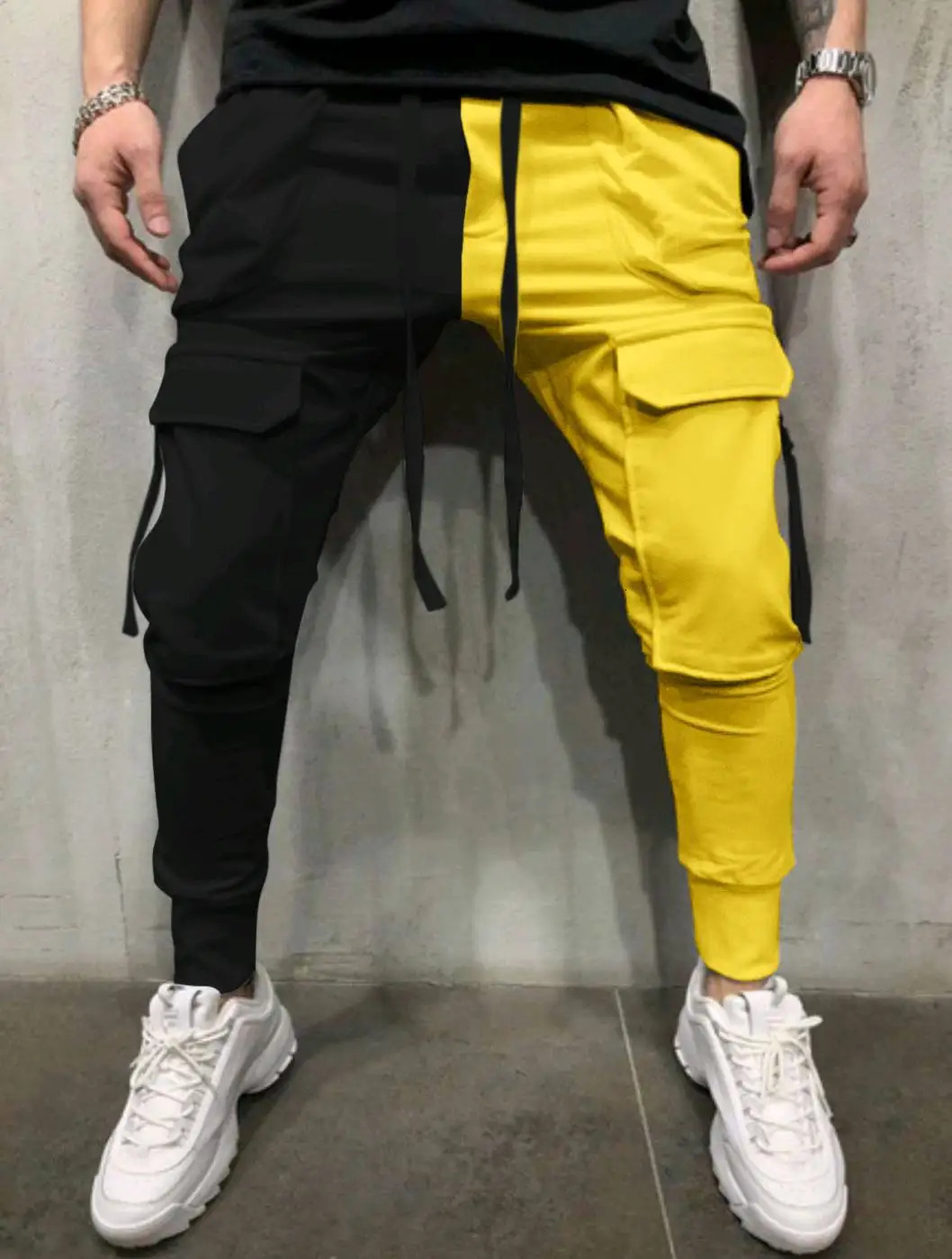 Spring and summer trend mens casual sports pants color matching fitness yinyang hiphop street commodity 250403e